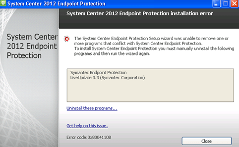 Unable to remove symantec endpoint protection 12.1
